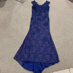 Prom Dress Women's Sz 10 Madeline Gardner New York Navy Sequin Beaded Long Gown